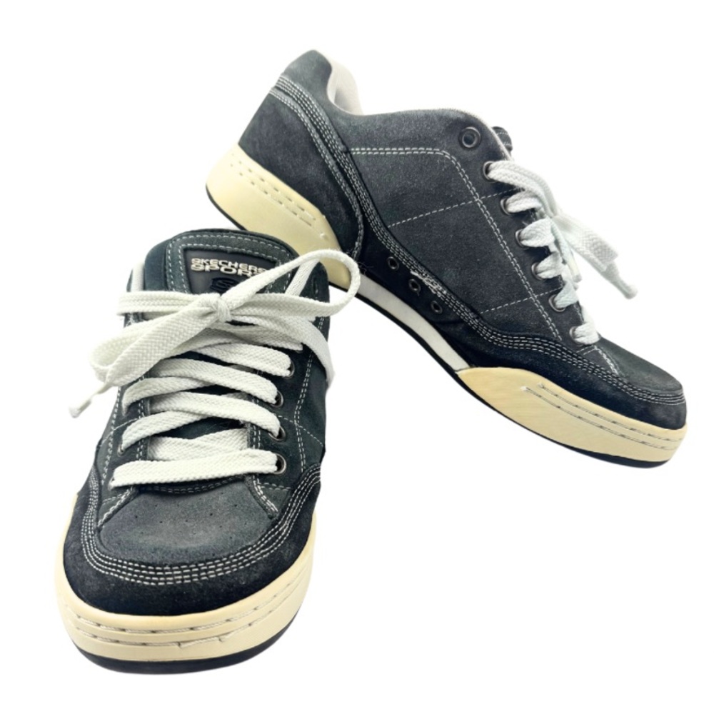 Sketchers Sport‎ Black and Gray Suede Leather Skateboard Shoes Mens Size 10.5